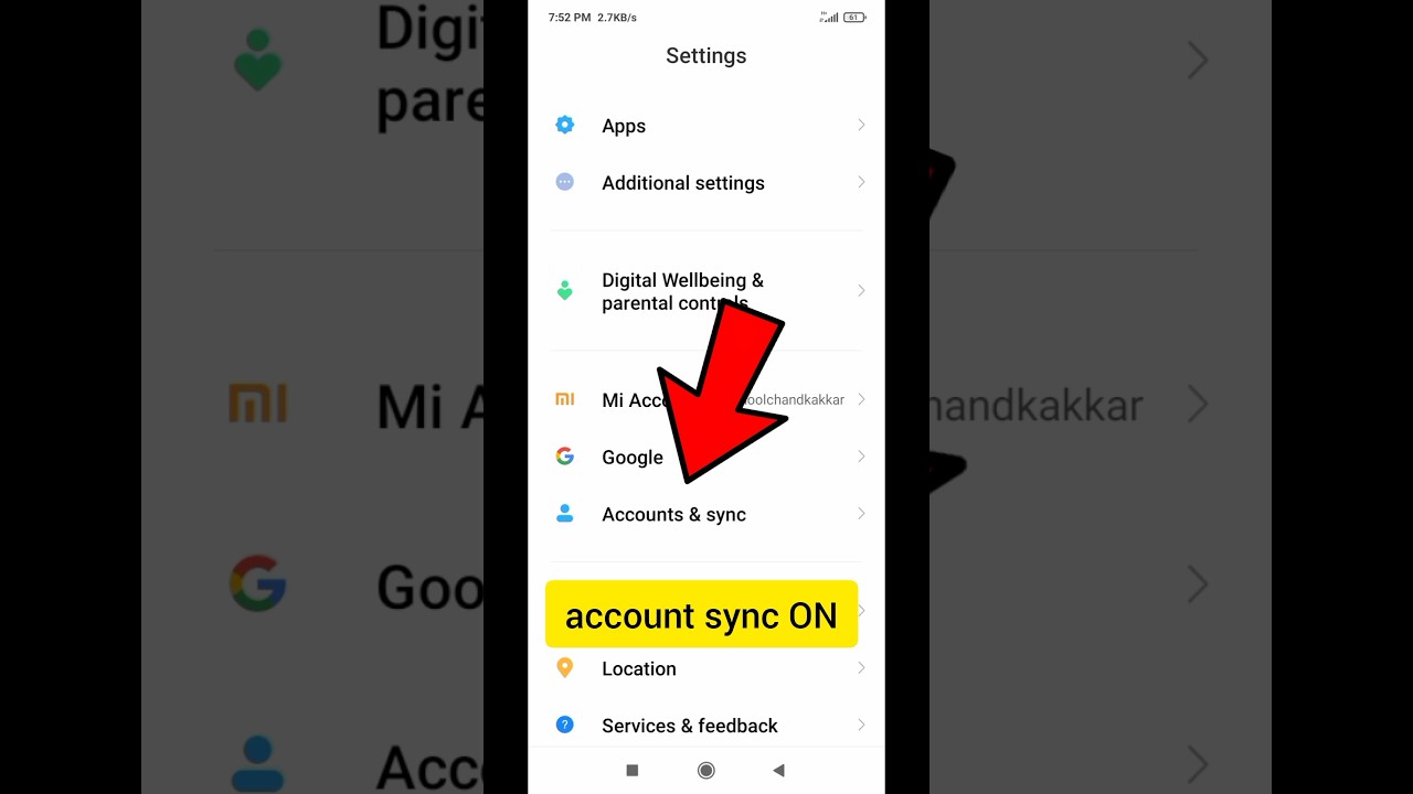 How to Account Sync Data Kaise ON Kare redmi Smart Phone #spports #Shorts ||  #viral