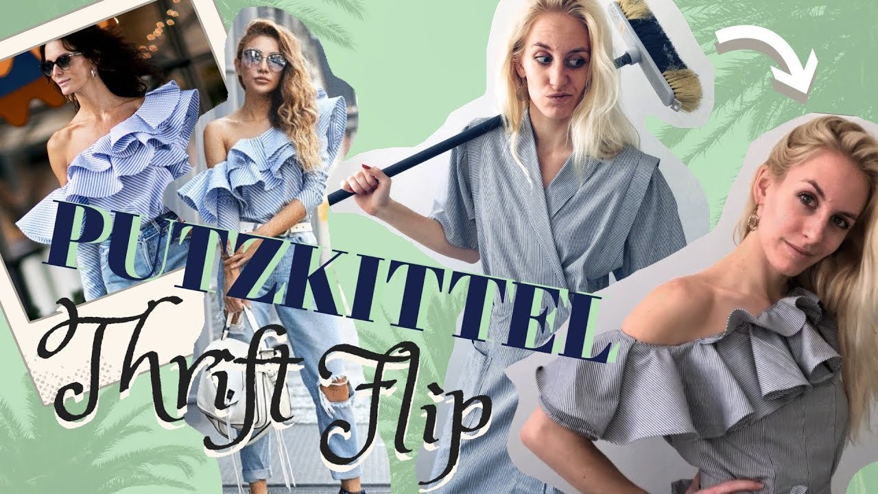 Thrift Flip #3 | Statement-Bluse aus SECOND HAND Arbeitskittel für 7€ | einfaches DIY Upcycling