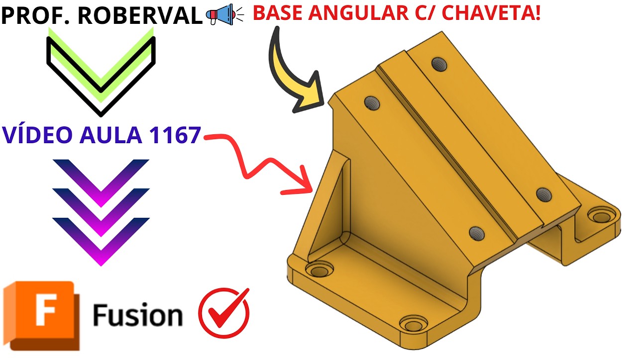 Aula 1167 - Modelamento da Base Angular com Chaveta no Autodesk Fusion