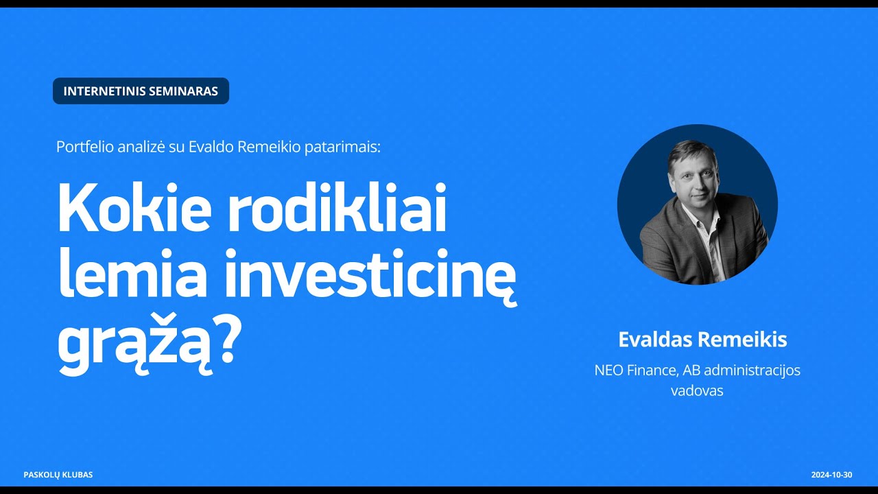 Portfelio analizė su Evaldo Remeikio patarimais: kokie rodikliai lemia investicinę grąžą?