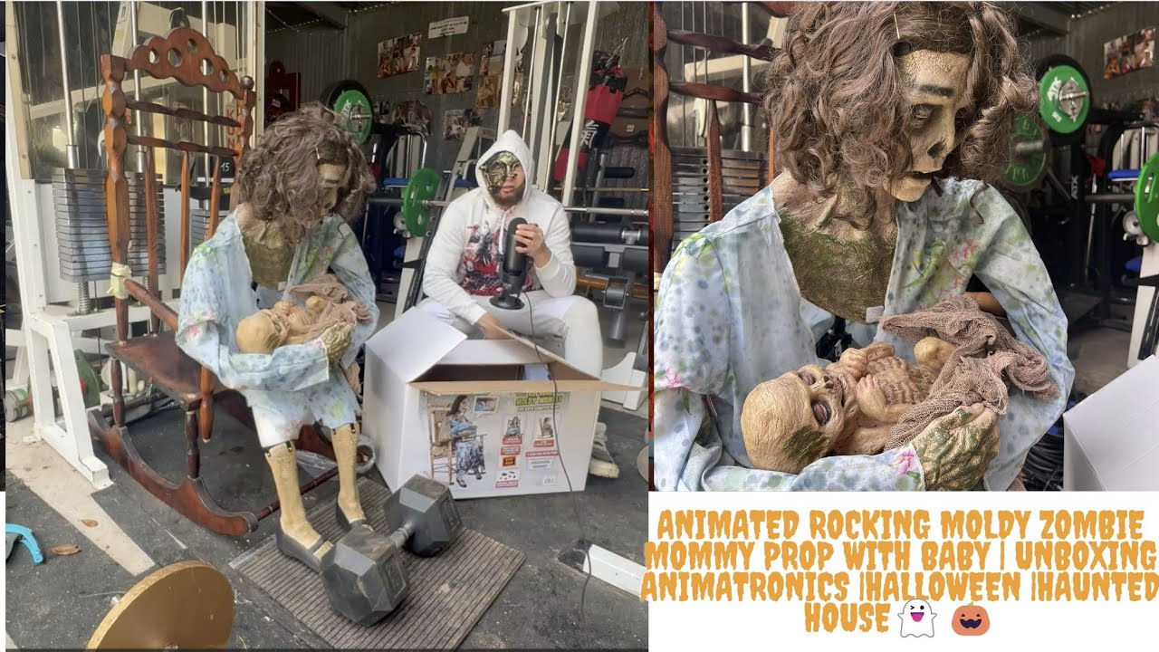Animated Rocking Moldy Zombie Mommy Prop with Baby | Unboxing Animatronics |Halloween |Haunted House
