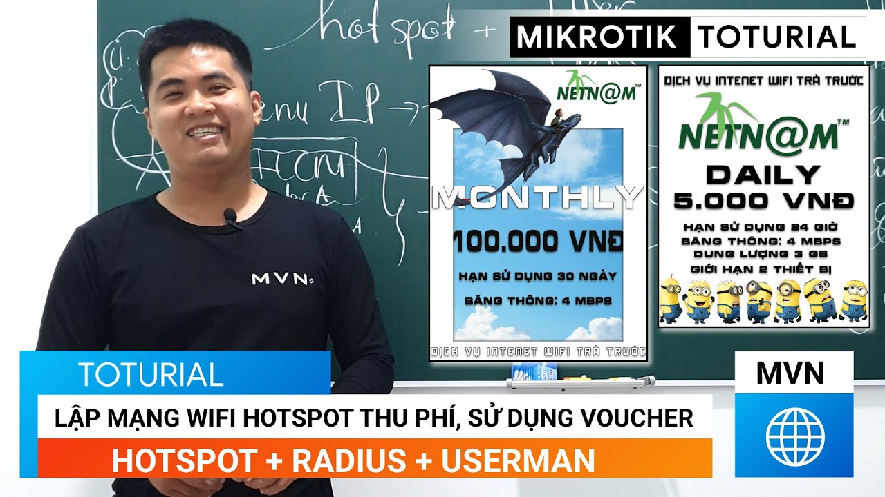 [Người mới] Xây dựng mạng Wifi Hotspot trả phí sử dụng RADIUS, Voucher, Gói cước | Mikrotik Viet Nam