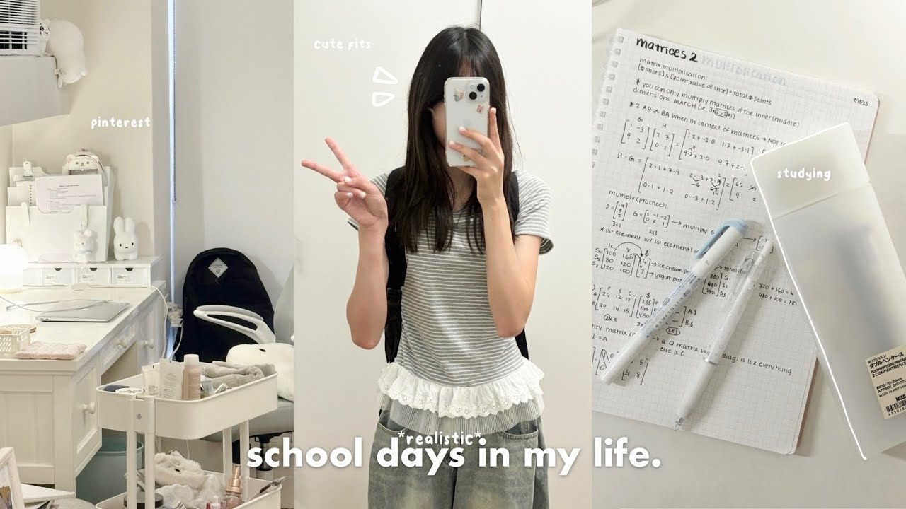 *realistic* school days in my life: productive, studying, cute fits, pinterest schoolgirl