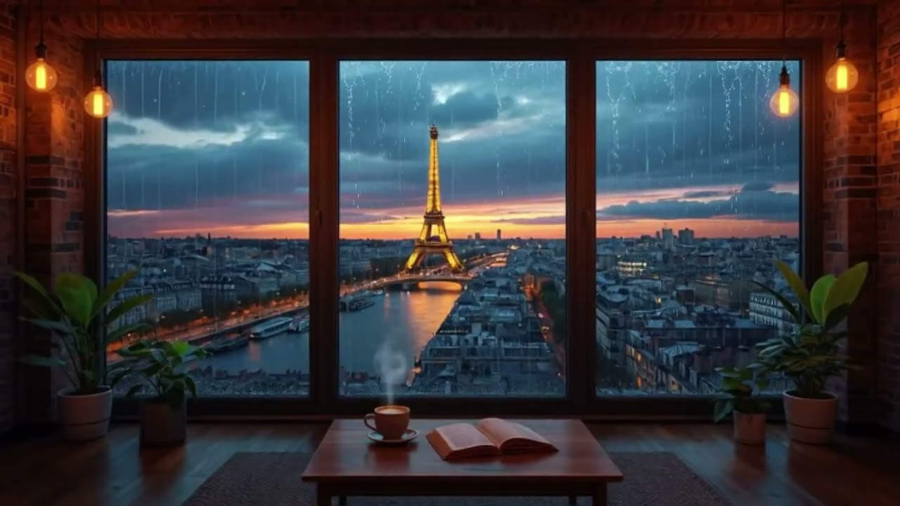 Rainy Days in Paris with Smooth Jazz Music ☕ Cafe Ambience for Chill, Working and Relaxing