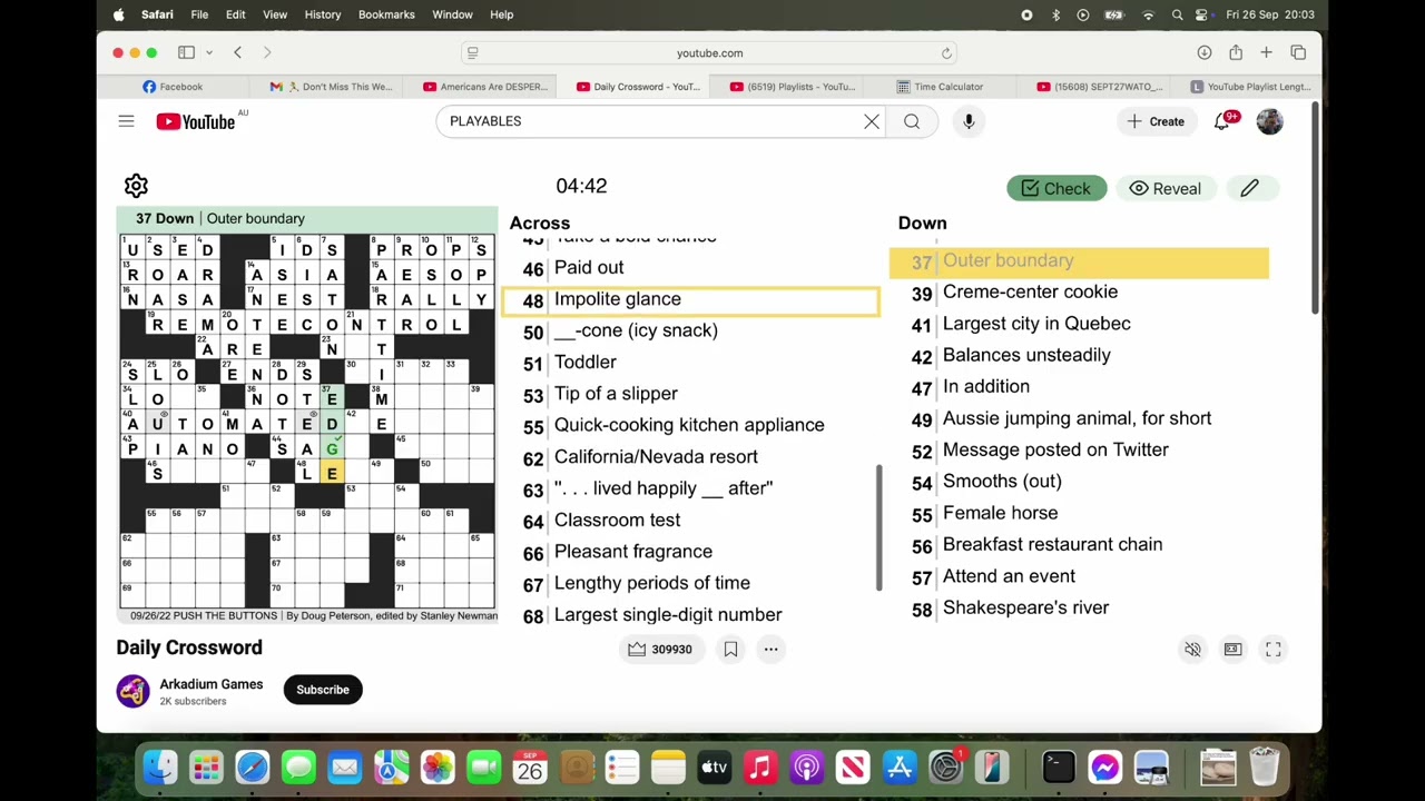 Daily Crossword Puzzle September 26, 2025