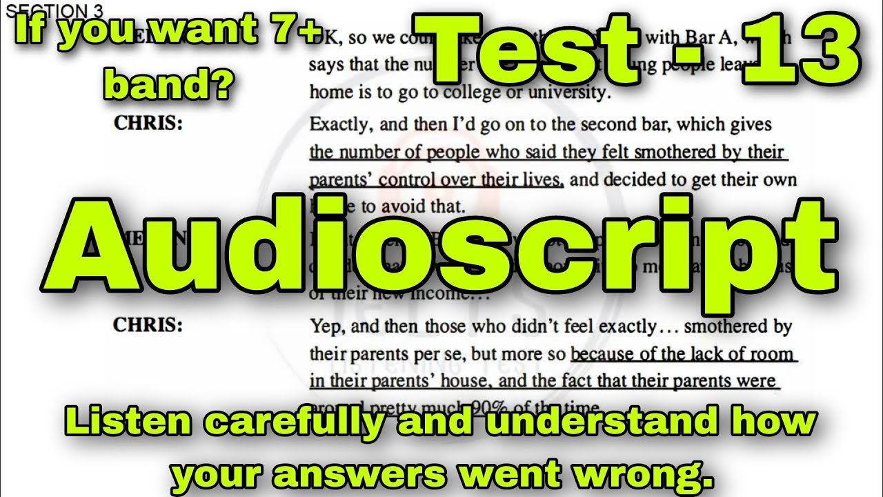 TEST : 13 Audio Script | IMPROVE LISTENING SKILLS | VERY HARD LISTENING TEST | IELTS LISTENING TEST