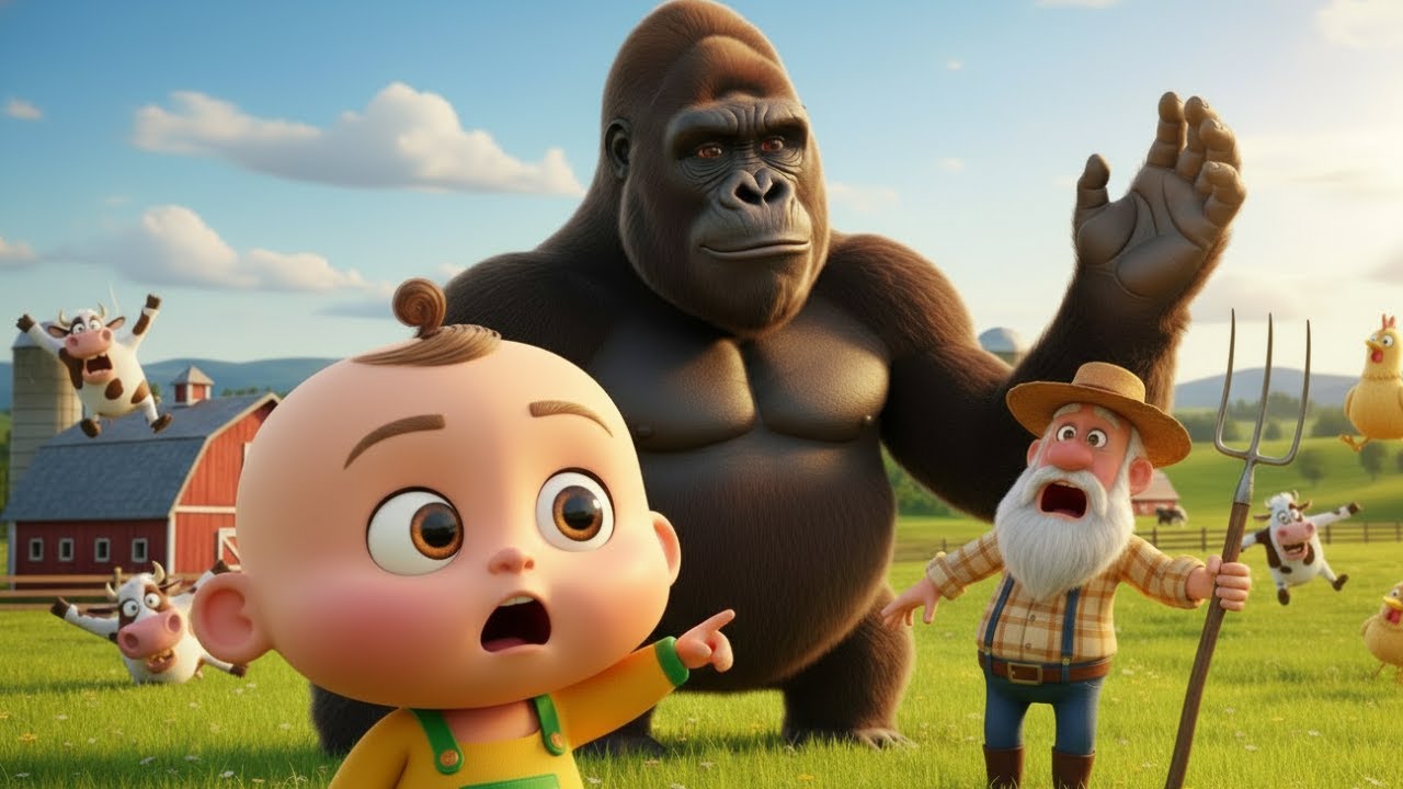 King Kong Visits Old MacDonald’s Farm 😱🐄 Funny Farm Story for Kids | Baby KK Songs