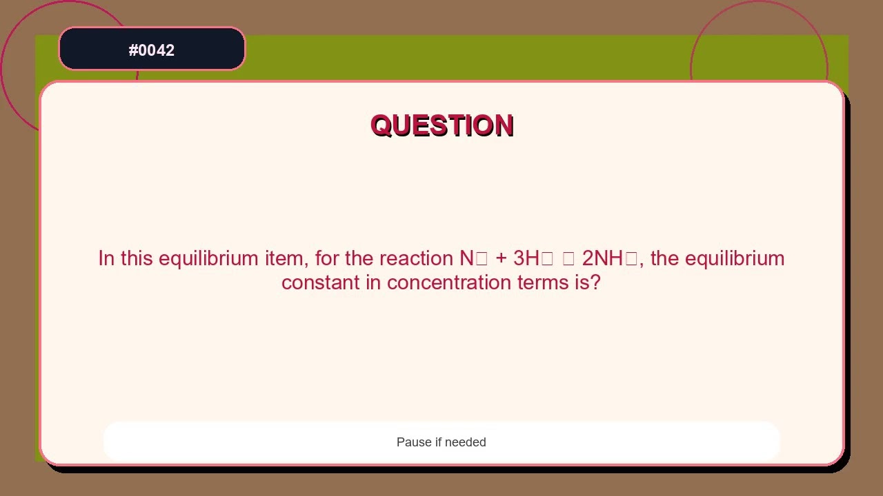 JEE Chemistry Mock Test Questions Set 0042 | Equilibrium Practice