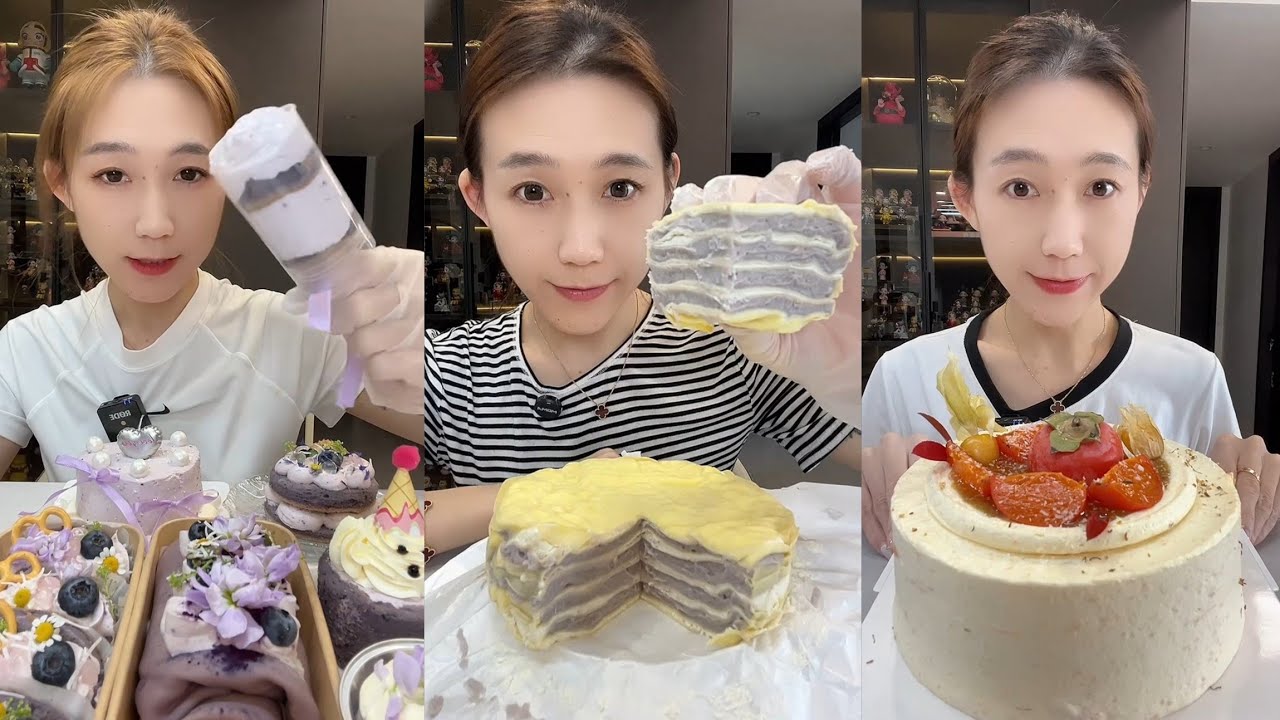 ASMR Challenge Eating Dessert 🍰🎂 Cake Cream chocolate cheesecake 😋#dessert #cake #asmr 