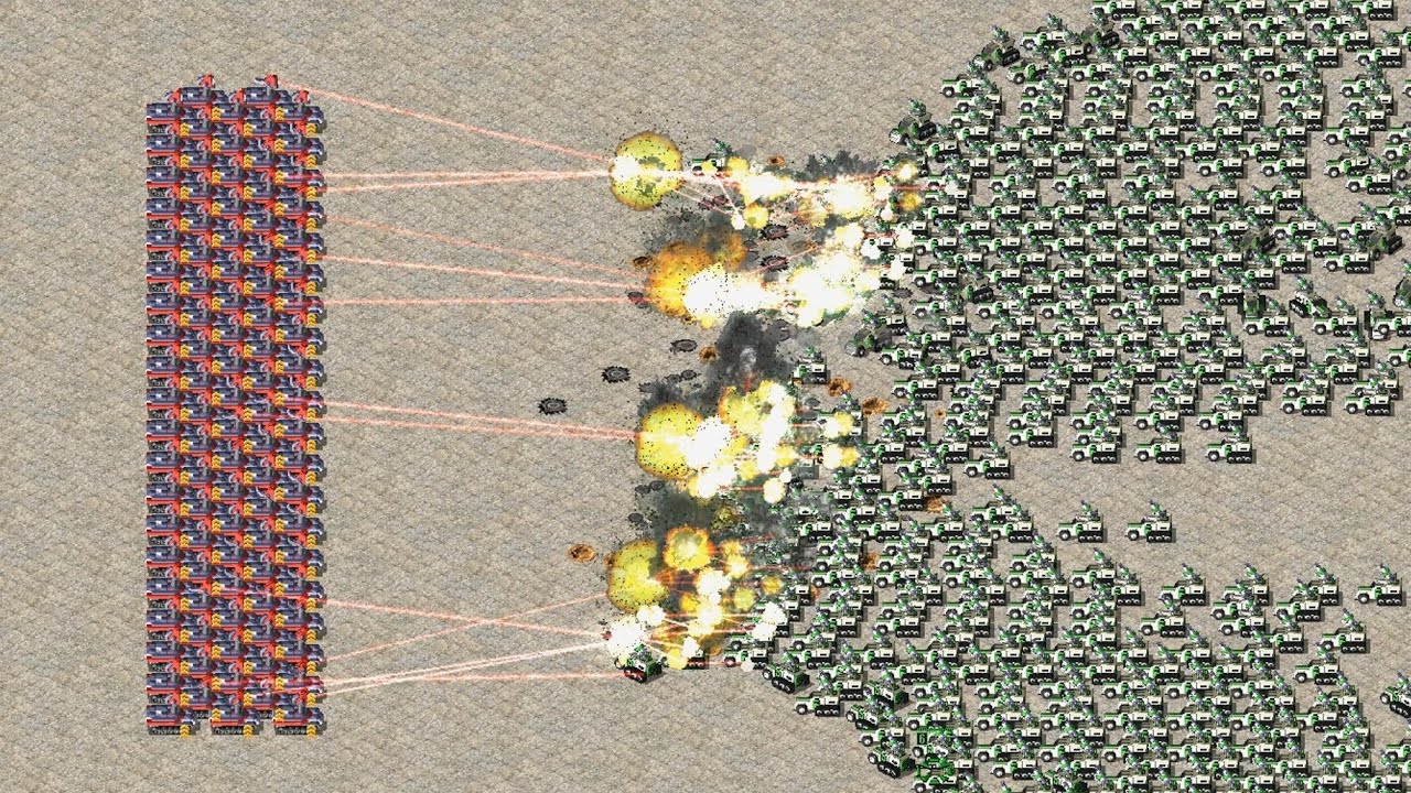 1000 Flak Tracks vs 100 Elite Prism Tanks - Red Alert 2