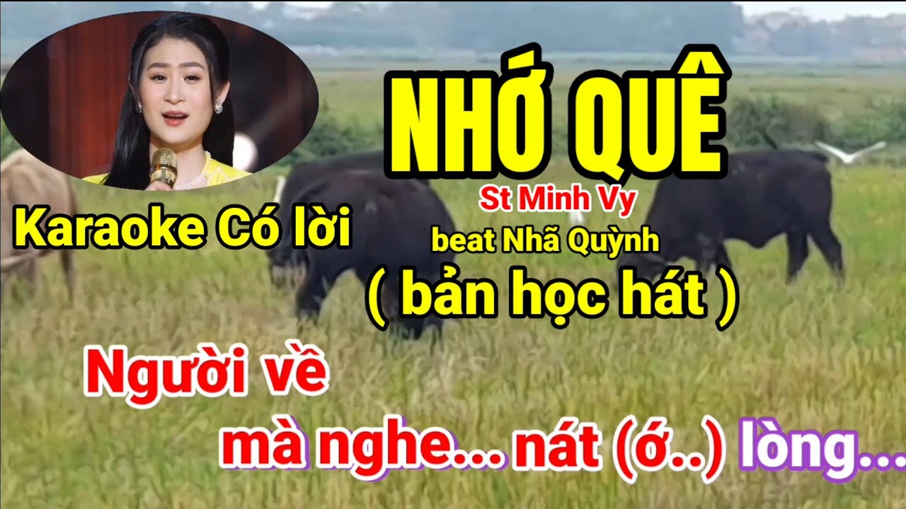 Nhớ Quê Karaoke có lời ( bản học hát ) beat Nhã Quỳnh