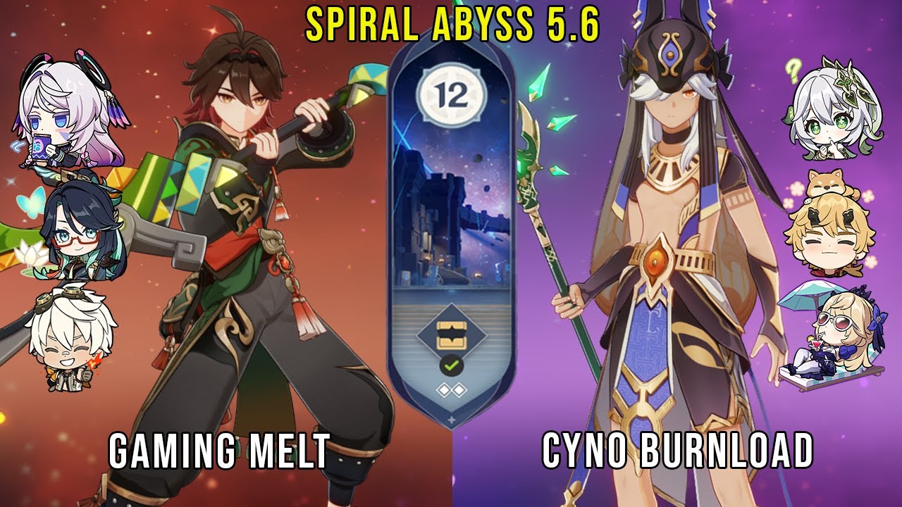 C6 Gaming Melt and C1 Cyno Burnload | Genshin Impact Abyss 5.6 Floor 12 9 Stars