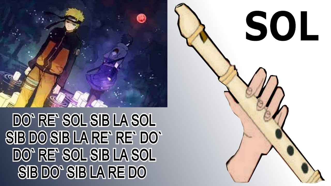 Cumbion triste de Naruto, flauta dulce fácil, tutorial con animación, easy flute recorder
