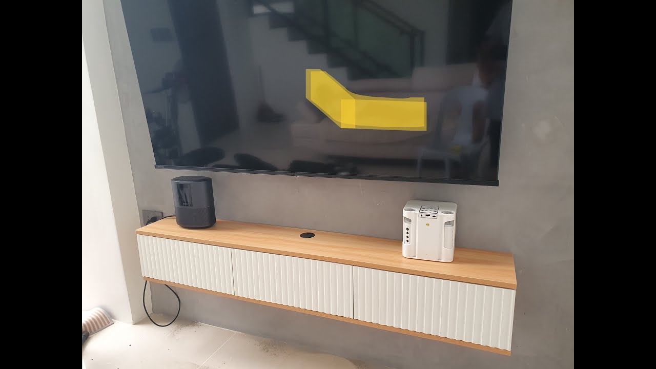 Installing Modern Wall Mounted Hanging TV Rack Cabinet Furniture
