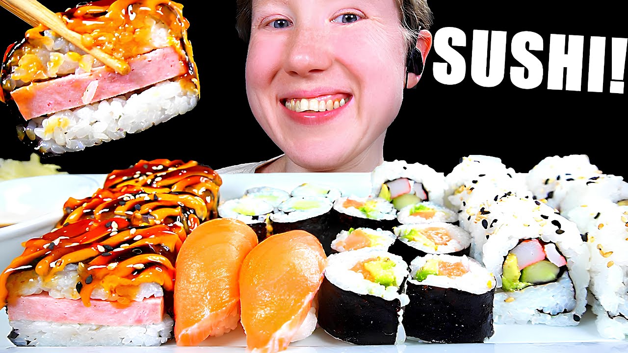 ASMR SUSHI PLATTER MUKBANG EATING SOUNDS