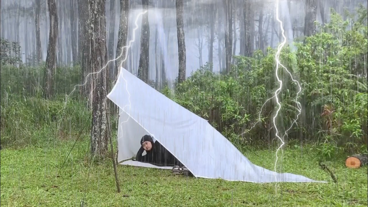 CAMPING IN HEAVY RAIN AND THUNDERSTORM‼️THE MOST INSANE RAIN CAMPING IN THUNDERSTORM‼️