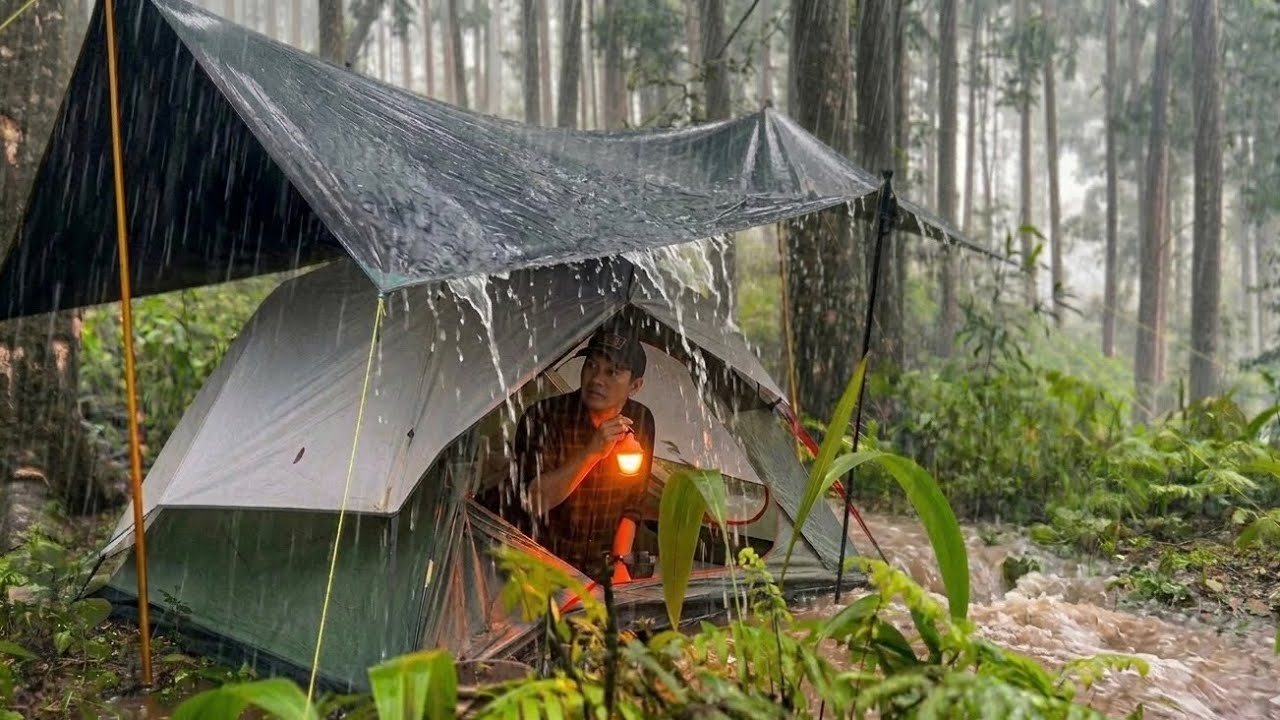 Never Ending Heavy Rain‼️ Very Long Heavy Rain Camping‼️