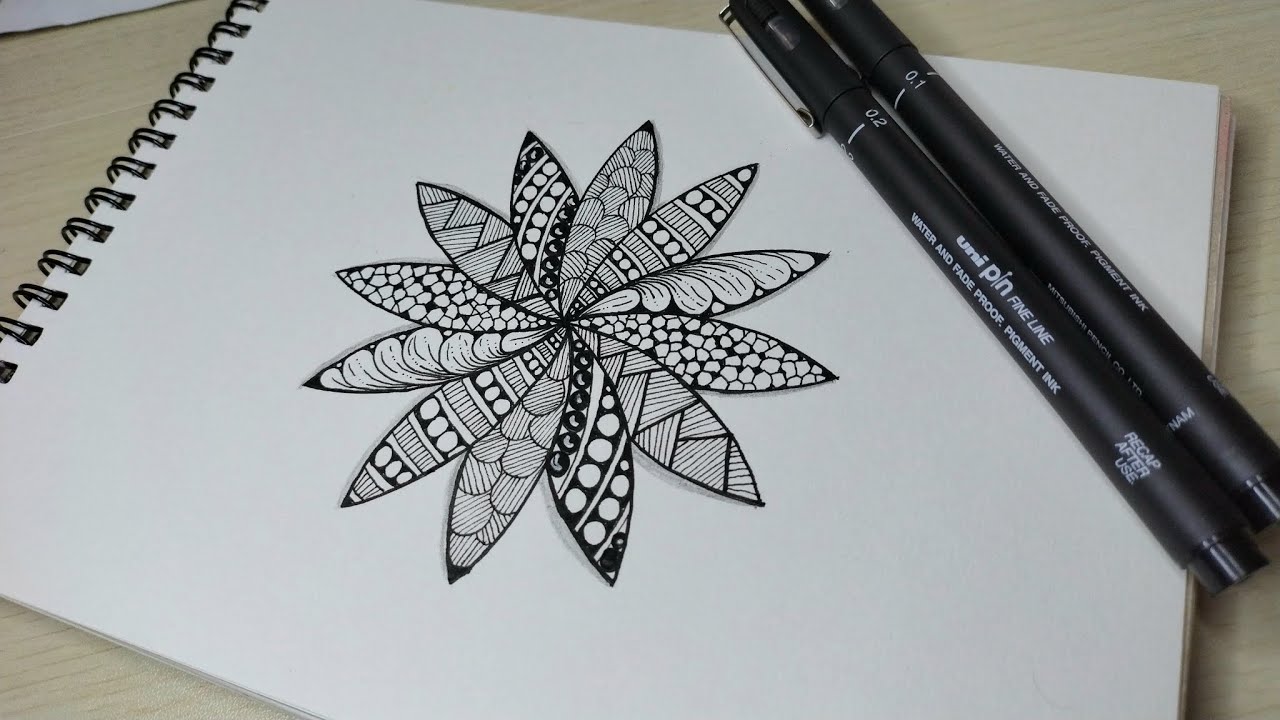 Simple mandala with zentangle patterns🦋 #zentangle #art #mandala #auramandalas #mandalaart #trending