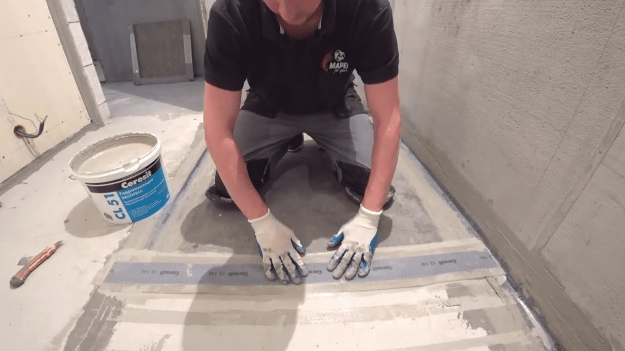 Душевой поддон. Гидроизоляция, уклон по шаблону, раскладка мозаики. Часть 2