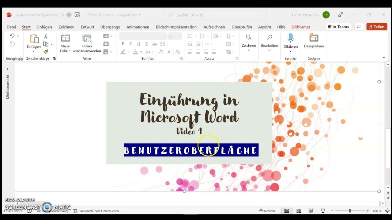Einf&uuml;hrung in Microsoft Word - Video 1 - Benutzeroberfl&auml;che