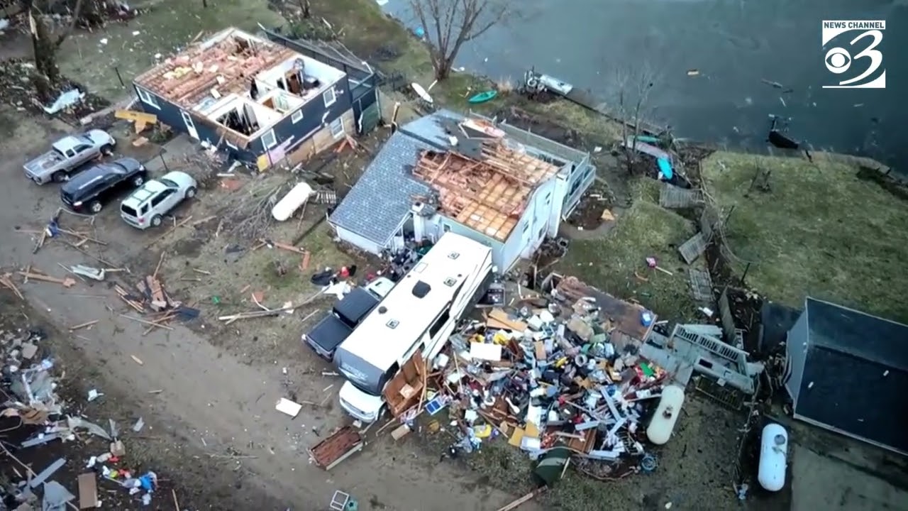 Drone footage shows destruction of deadly Michigan tornado