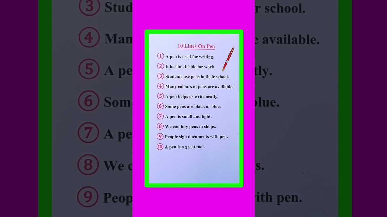 10 Lines Essay On Pen in English | Essay On Pen in English | Pen Essay in English
