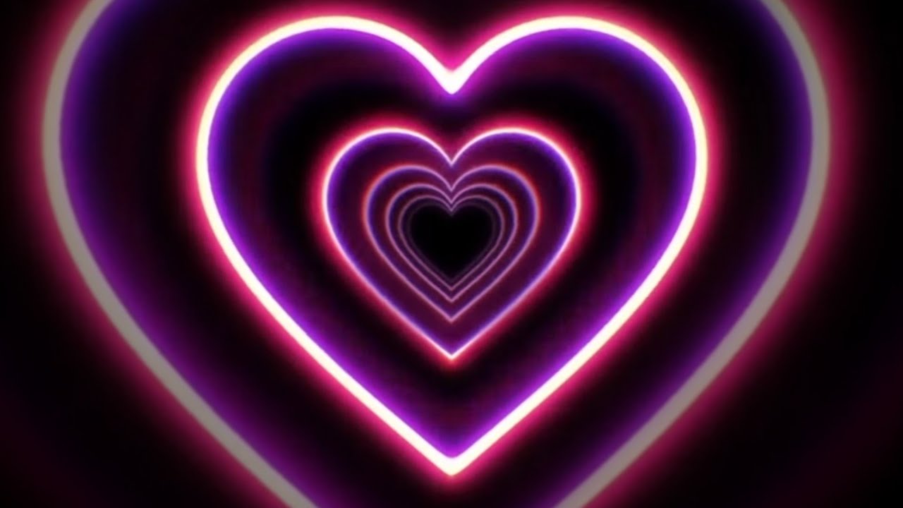 Неоновый яркий видео фон Тонель сердец