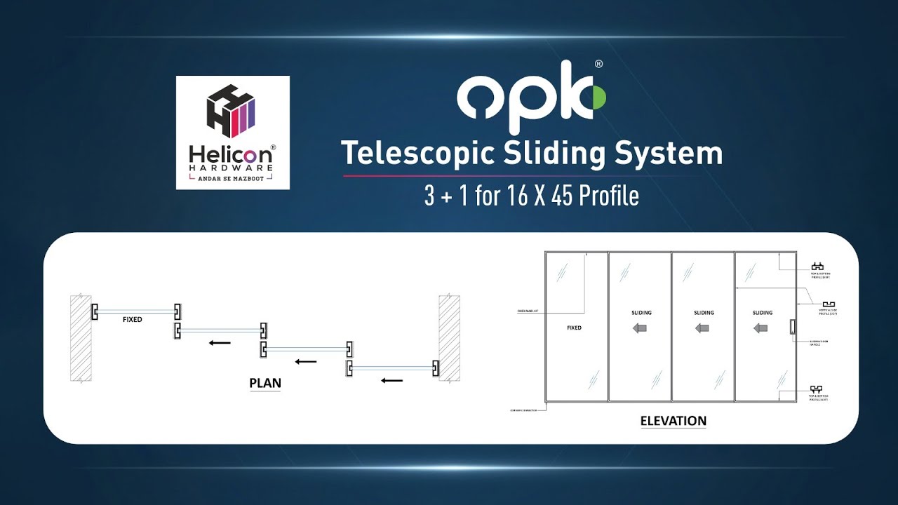OPK Telescopic Sliding System 3 + 1 for 16 X 45 Profile