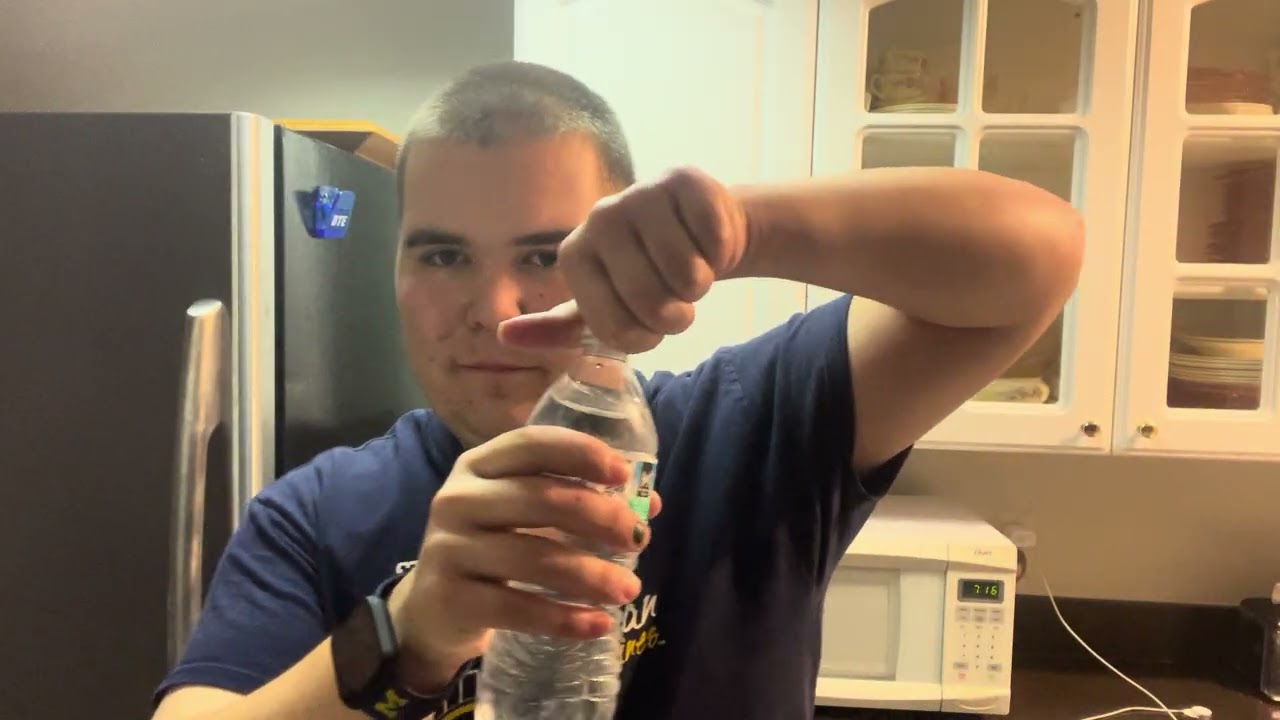 Drinking to bottles of water fast 3.55 seconds  Beat my record ￼￼￼￼