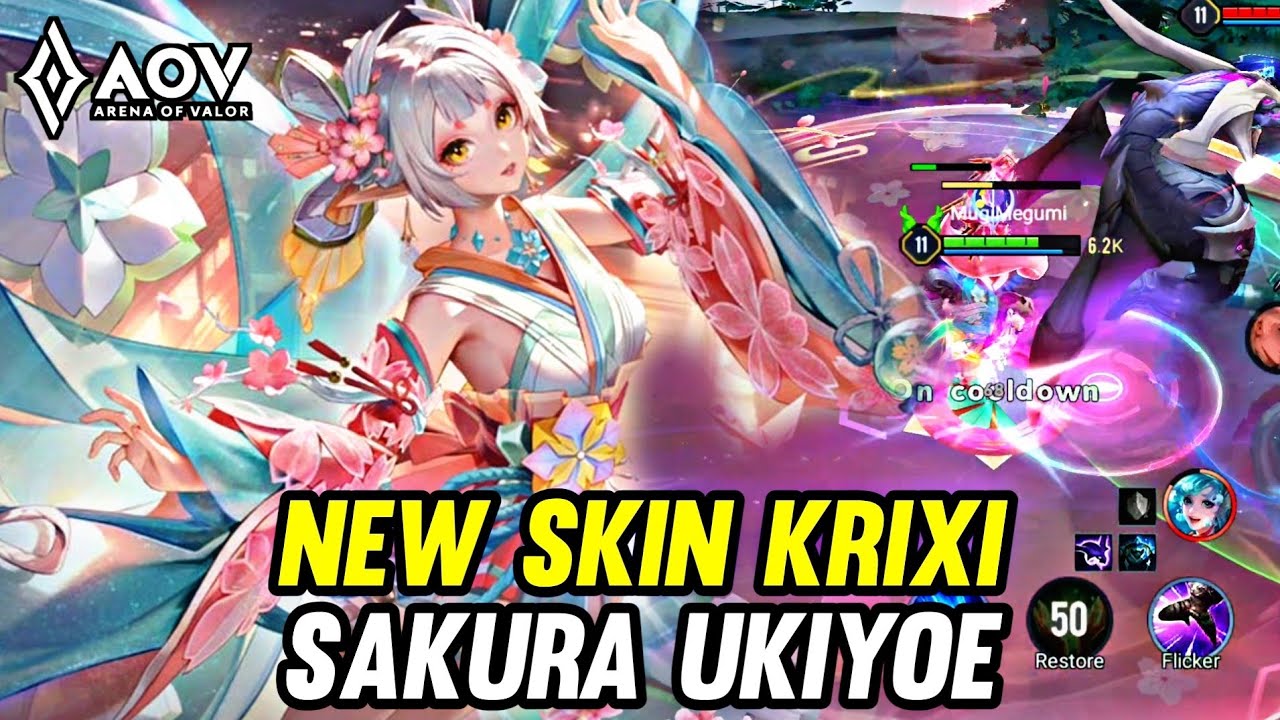 AOV : NEW SKIN KRIXI SAKURA UKIYOE GAMEPLAY - ARENA OF VALOR LIENQUANMOBILE ROV