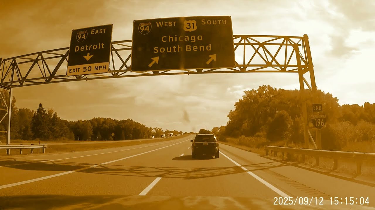 Michigan SW of Grand Rapids - US 131 S To I-94 W - Dashcam Video