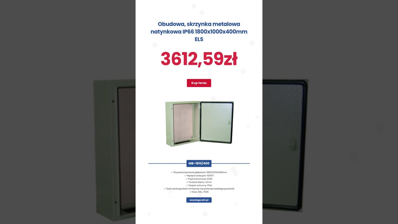 Obudowa Skrzynka Metalowa Natynkowa 1800x1000x400mm IP66 MB-1810/400 ELS #elektryka #budowa #els