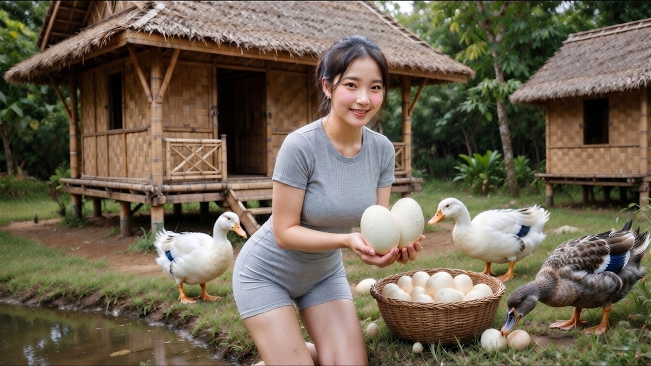 Building a Luxury Resort - Harvesting Duck Eggs for a Rustic Meal | Relaxing Survival