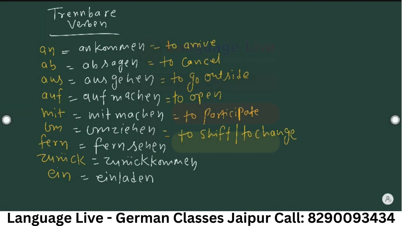 A1 - A2 Separable & Non separable Verbs |  Trennbare Verben und Uhrzeit - Asking Timing in German