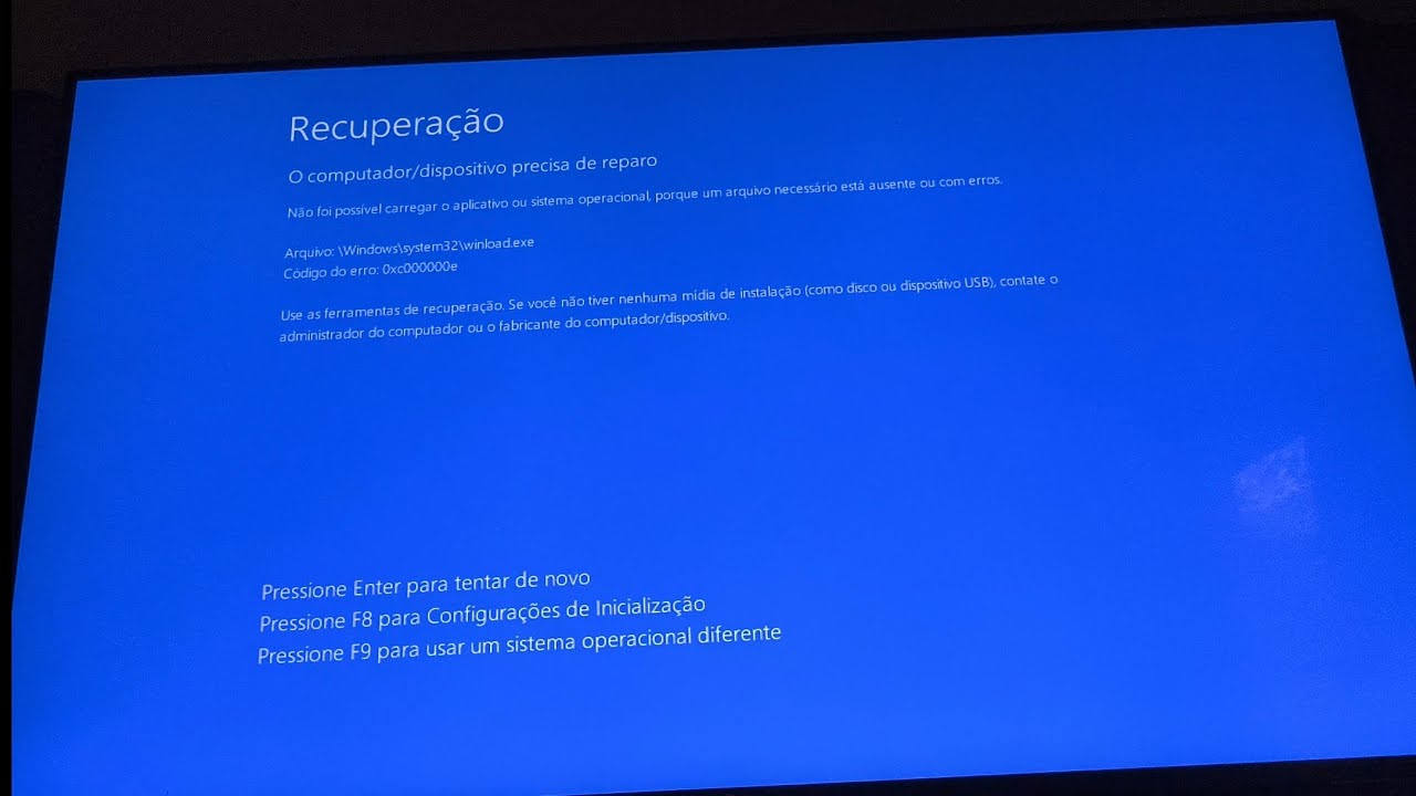 Erro 0xc000000e. Tela azul