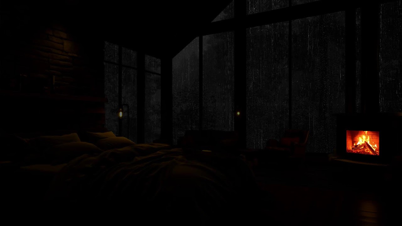 Rain & Fireplace Harmony in a Cozy Cabin – A Peaceful Night for Focus and Calm 🌧️🔥