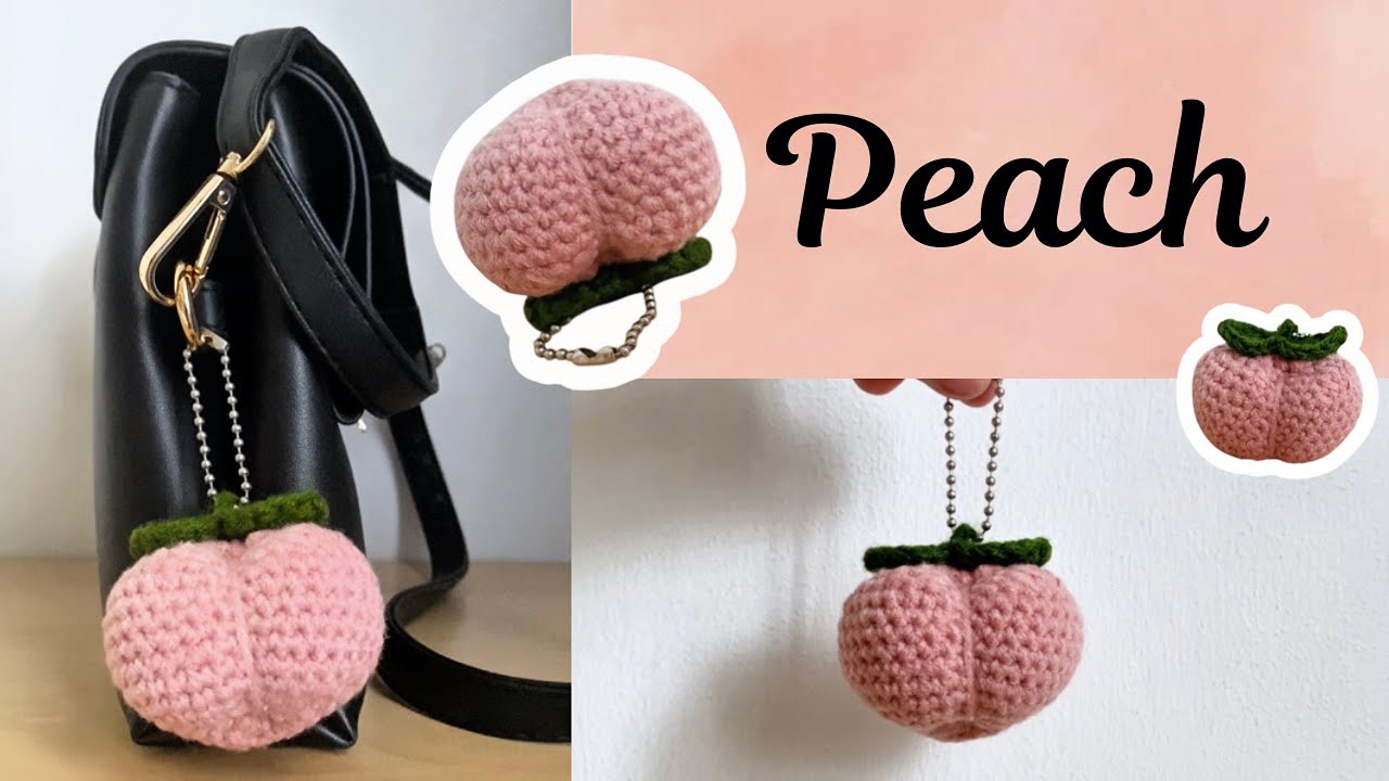 Crochet Peach | Handmade Peach Keychain |  Cute Bag Charm | LovelyJovelle