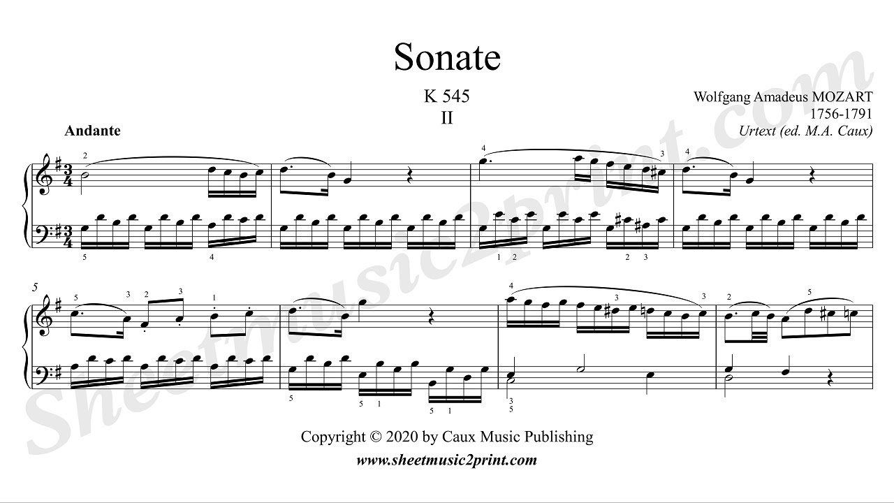 Mozart : Sonata K 545 (2/3 : Andante) -- Urtext