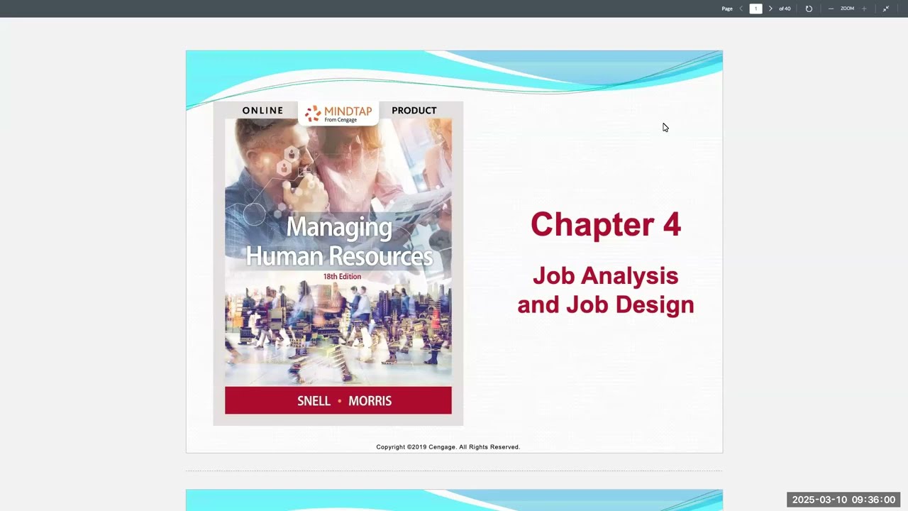 Human Resource Management - Chapter 4 - Job Analysis & Job Design