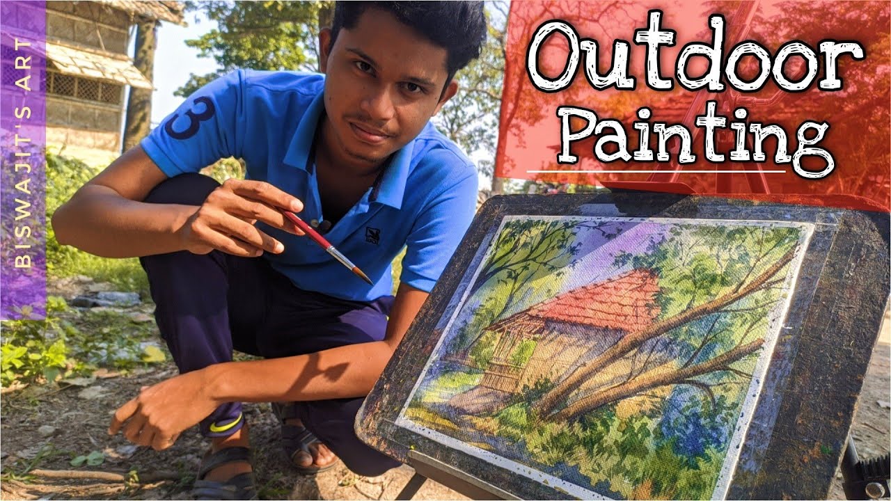 Watercolor Outdoor painting / outdoor study painting / plein air watercolor painting / #biswajitsart