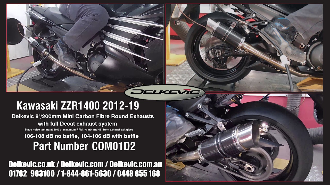 Delkevic Exhaust Muffler Carbon Short Round sound Kawasaki ZZR1400 ZX-14 Ninja