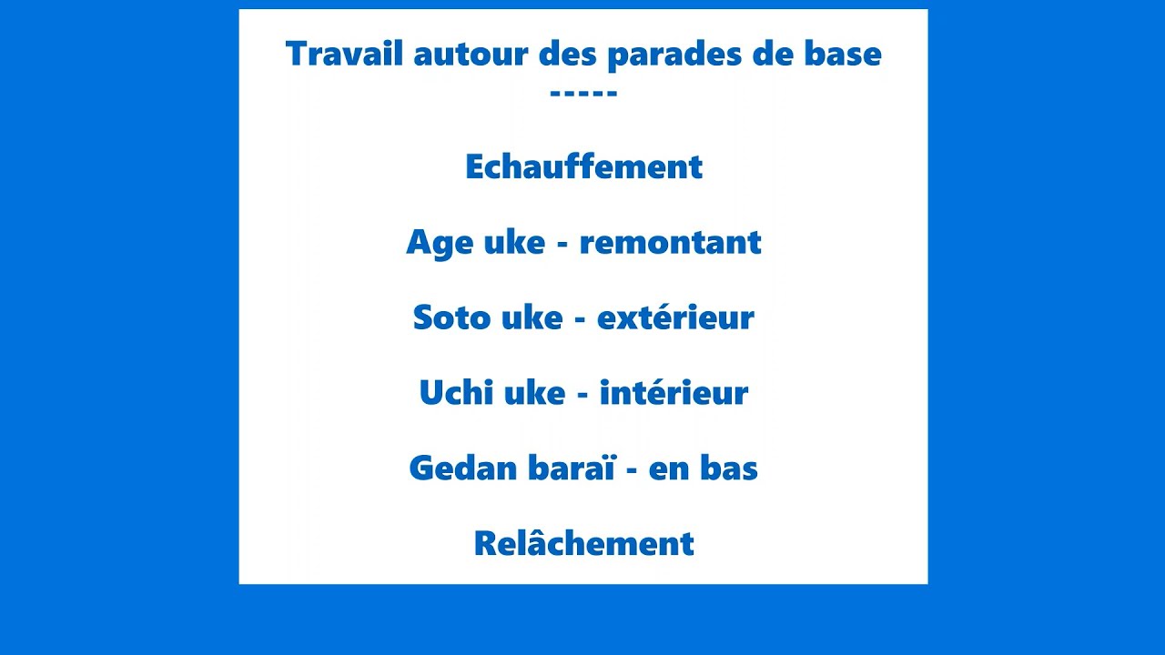 Travail autour des Parades de base
