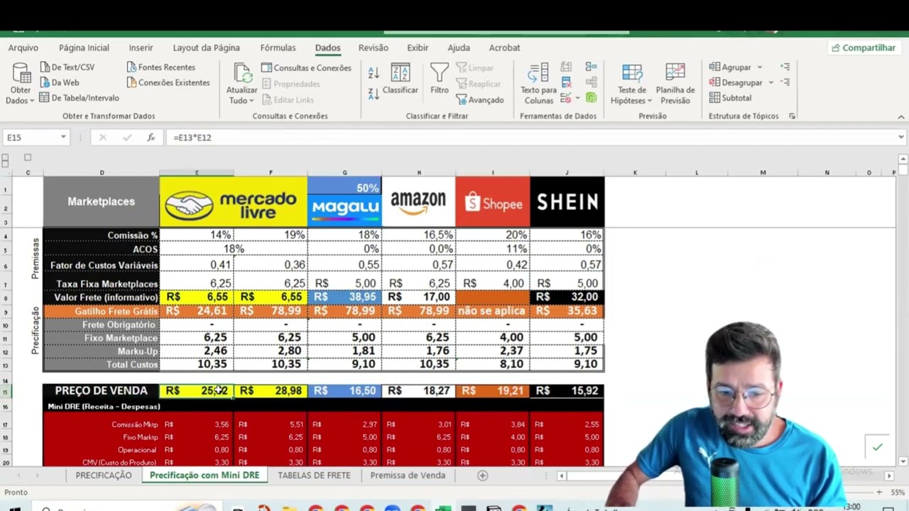 Mercado Livre e Shopee - PLANILHA PRECIFICACAO COMPLETA - Como Configurar