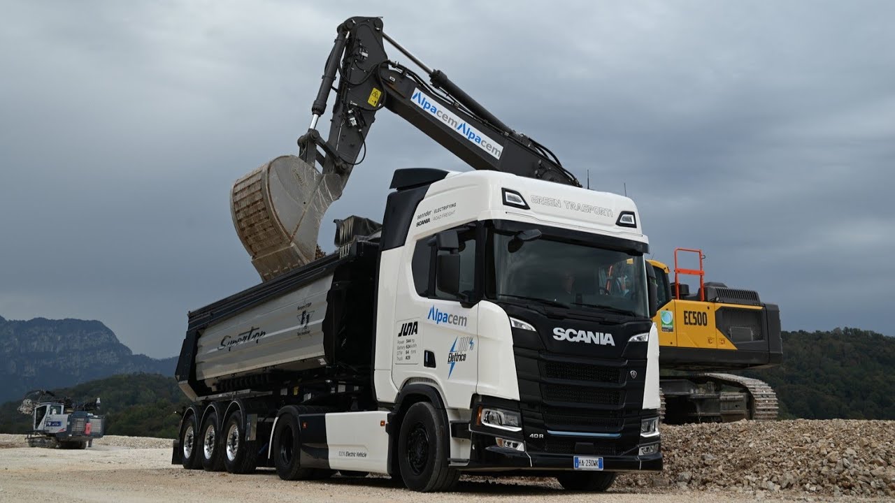Un trasporto 100% elettrico in cava: la partnership tra Scania, JUNA, Green Trasporti e Alpacem