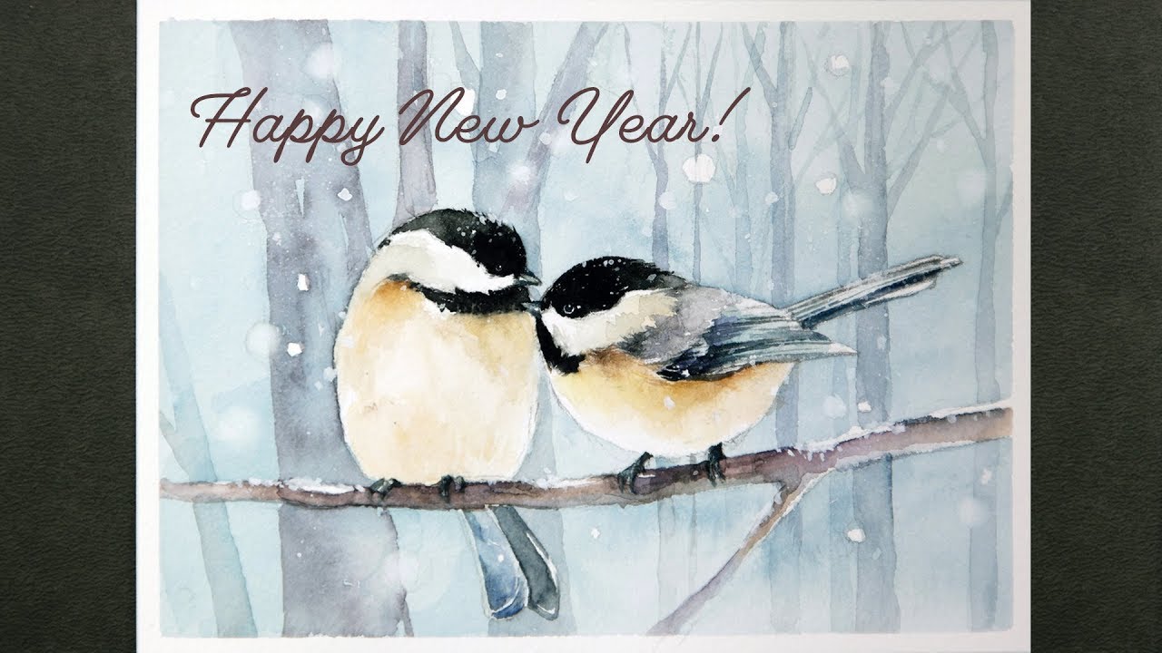 Watercolor Illustration | How to Draw a couple of Birds in Snow
