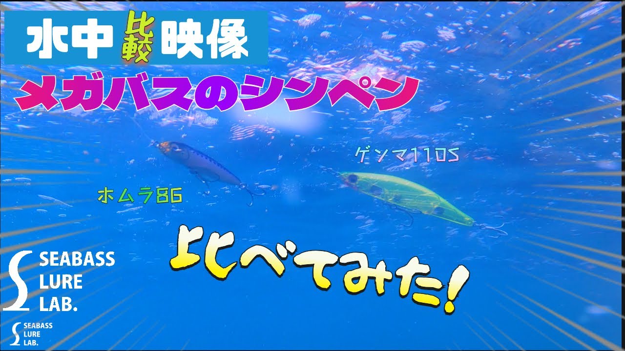 【水中映像】メガバスの人気シンペン２種の泳ぎを比べてみた！【ホムラ86】【ゲンマ110S】【シーバスルアー】