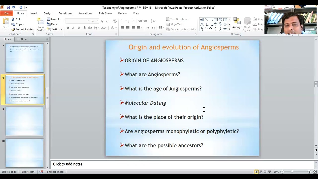 Origin and evolution of Angiosperms