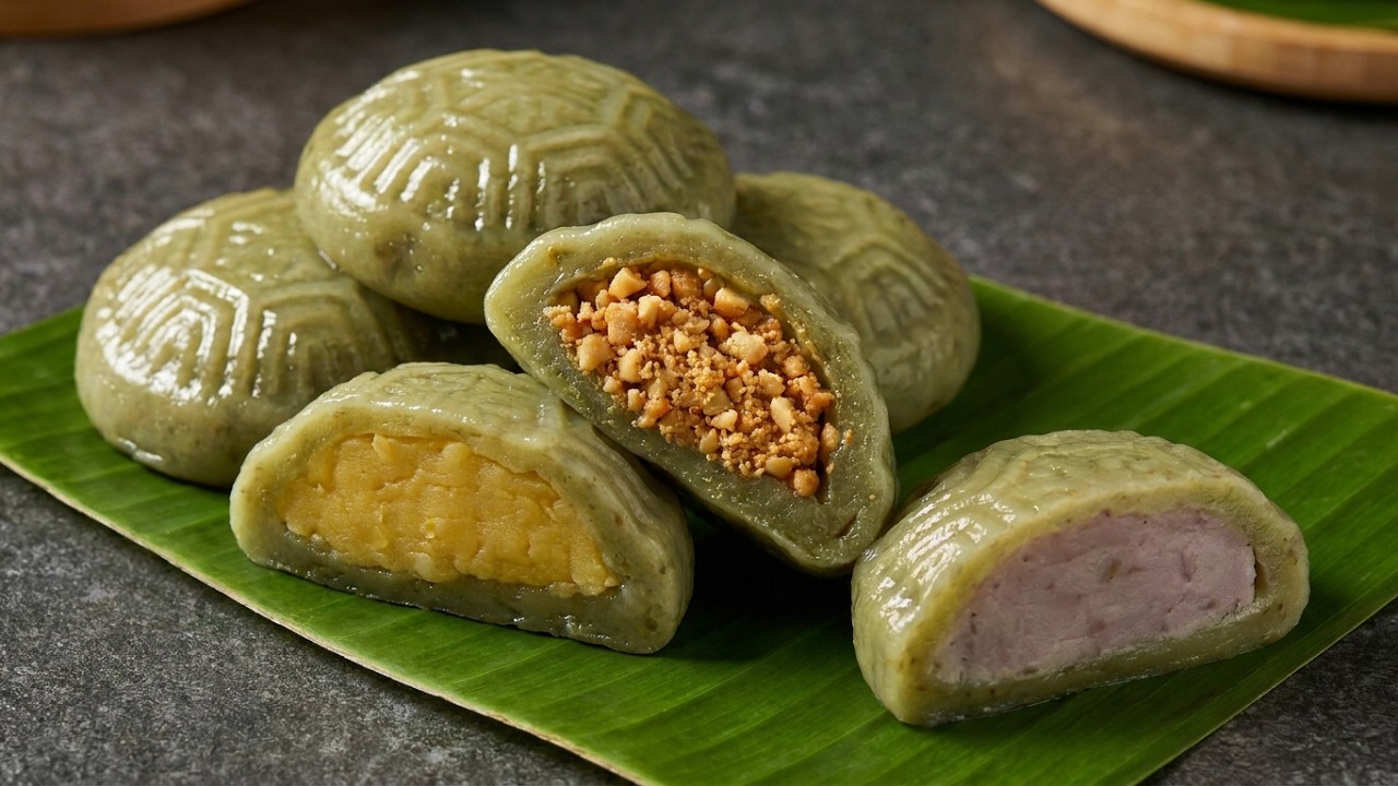 A Must-Try for Any Kueh Lover: Ang Ku Kueh with natural Pandan flavor and color