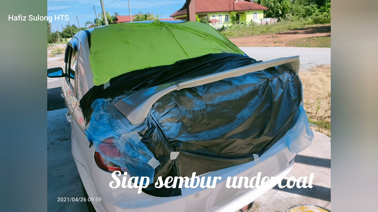 Sembur Spoiler Kereta pakai spray tin jenama Samurai