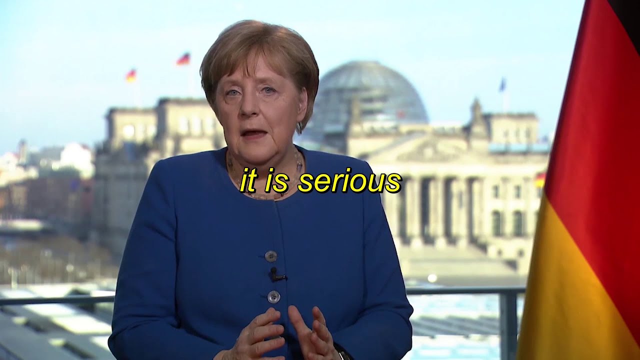 Kanzlerin Merkel Spricht zu BürgernInnen über das Corona Virus (Englische Untertitel)